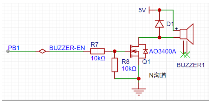 MCU通过MOS管驱动蜂鸣器