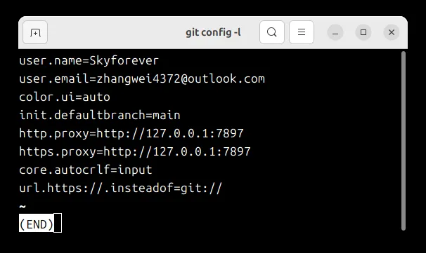 Git用户信息配置结果