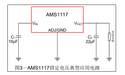 AMS1117-3.3典型电路:展示AMS1117-3.3稳压芯片的典型电路
