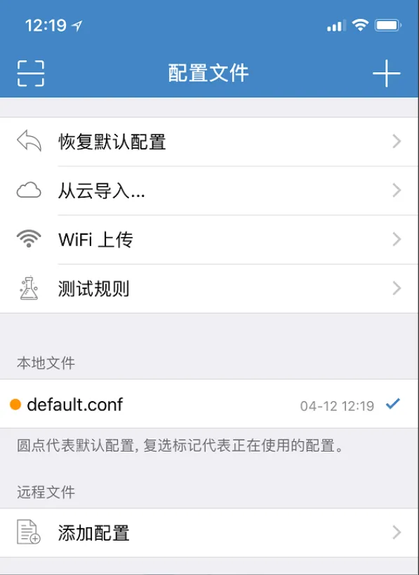 Shadowrocket配置文件界面