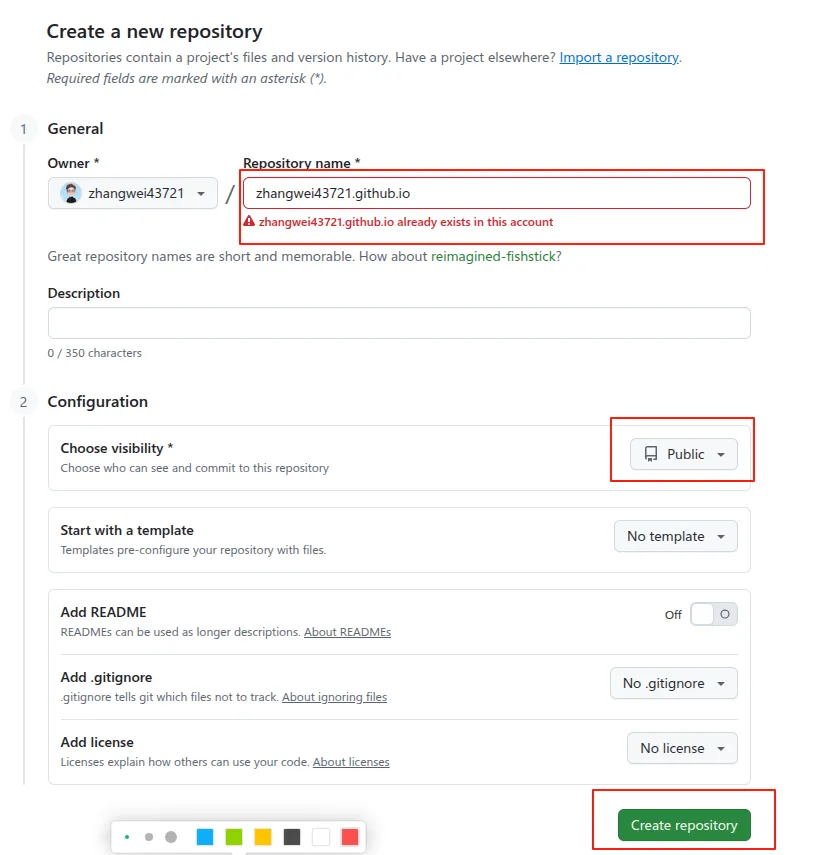 创建GitHub Pages仓库
