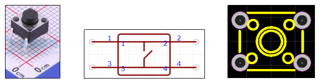 轻触按键开关实物图和原理图:展示6x6x5轻触按键开关