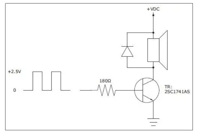无源蜂鸣器驱动电路:展示用三极管驱动无源蜂鸣器的典型电路