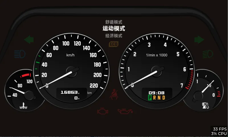 汽车仪表盘运行截图