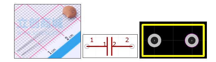 瓷片电容实物图:展示瓷片电容的外观