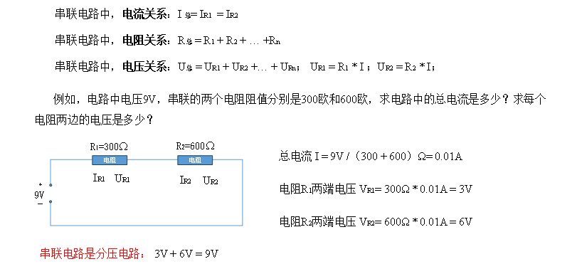 串联电路示意图:展示电阻串联的电路连接方式