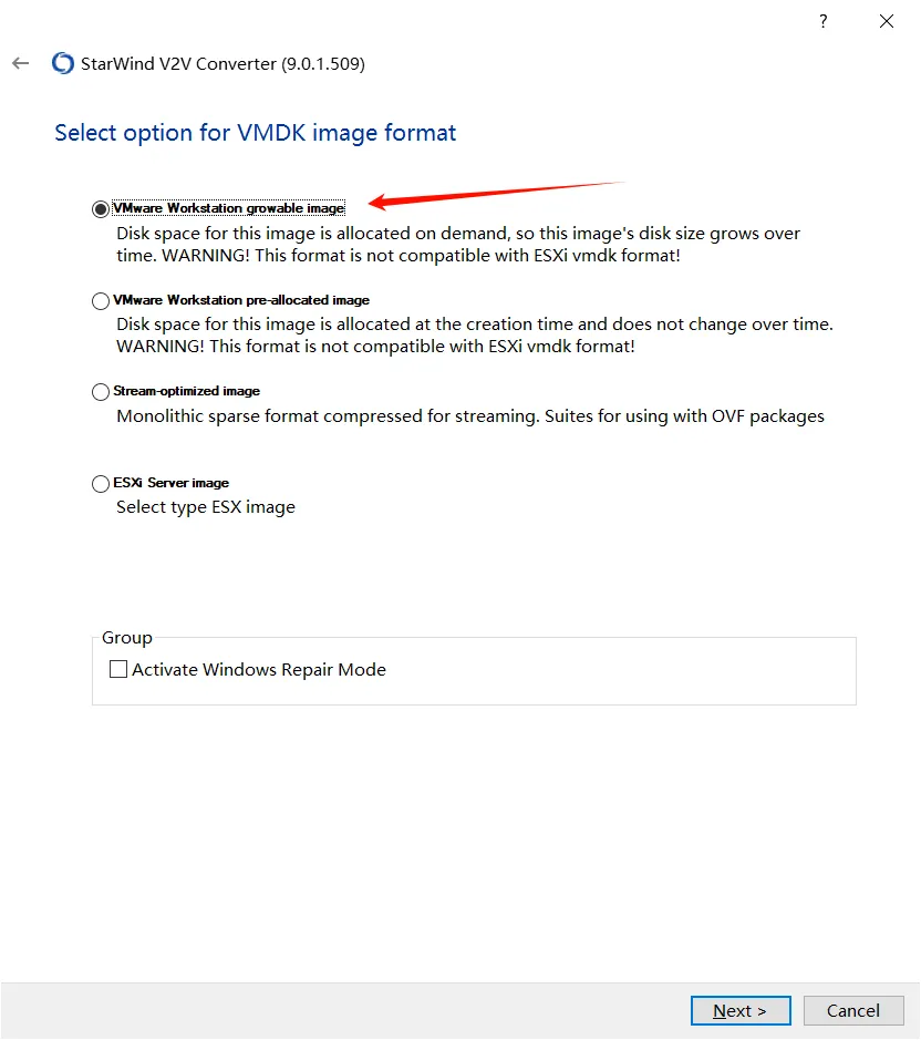 StarWind转换工具界面5